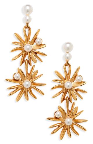 Oscar De La Renta + Imitation Pearl Starburst Drop Earrings