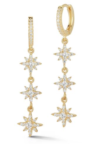 Glaze Jewelry + Gold Vermeil Huggie Crystal Starburst Drop Earrings