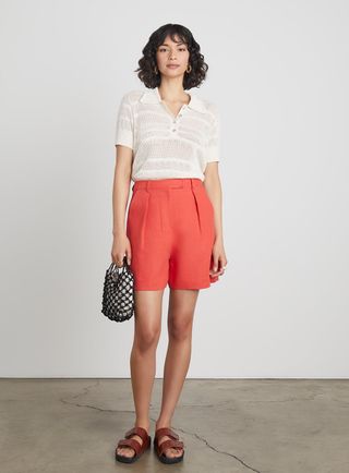 Who What Wear Collection + Betsy Crochet Bamboo-Cotton Blend Knit Polo