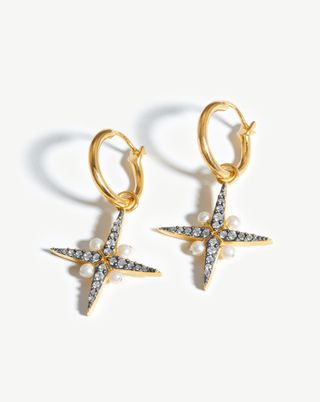 Missoma + Harris Reed North Star Pearl Hoop Earrings
