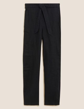 M&S Collection + Pure Linen Belted Balloon Trousers