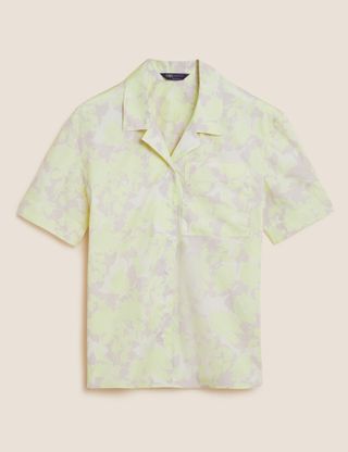 M&S Collection + Pure Cotton Floral Short Sleeve Shirt