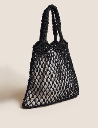 M&S Collection + Cotton Rich Macramé Shoulder Bag