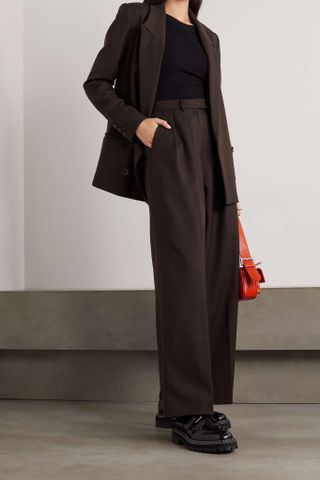 The Frankie Shop + Varda Pleated Wool-Blend Twill Wide-Leg Pants