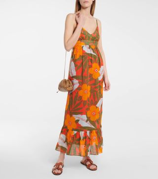 Lee Matthews + Oleander Floral Ramie Maxi Dress