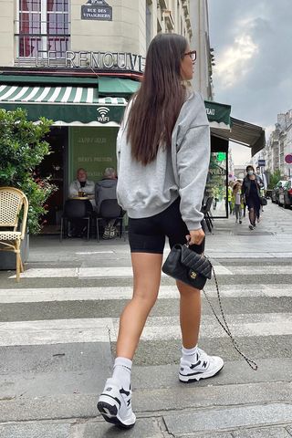 woman wearing retro sneakers