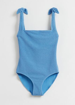 & Other Stories + Textured Bow Tie Swimsuit