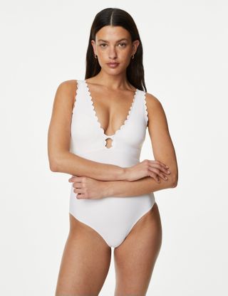 Marks & Spencer + Padded Scallop Plunge Swimsuit