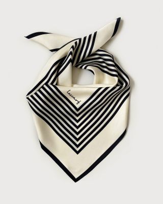 Lescarf + No.1 Striped-border Silk Scarf