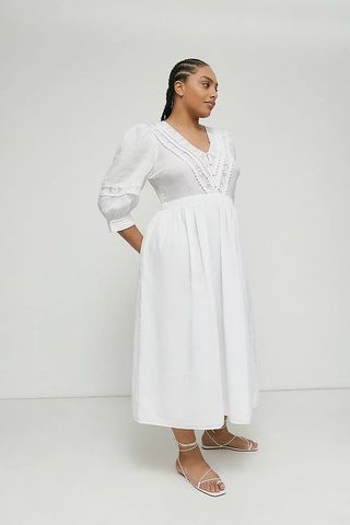 Warehouse + Plus Size Lace Embroidery Midi Dress