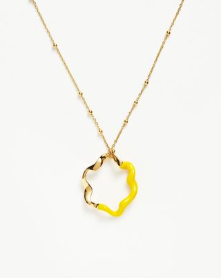 Missoma + Squiggle Two Tone Enamel Pendant Necklace in Lemon Yellow