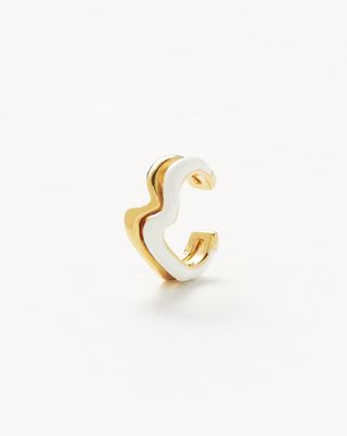 Missoma + Squiggle Curve Two Tone Enamel Ear Cuff in Bright White