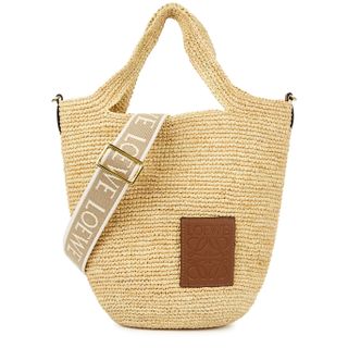 Loewe + X Paula's Ibiza Slit Mini Sand Raffia Top Handle Bag