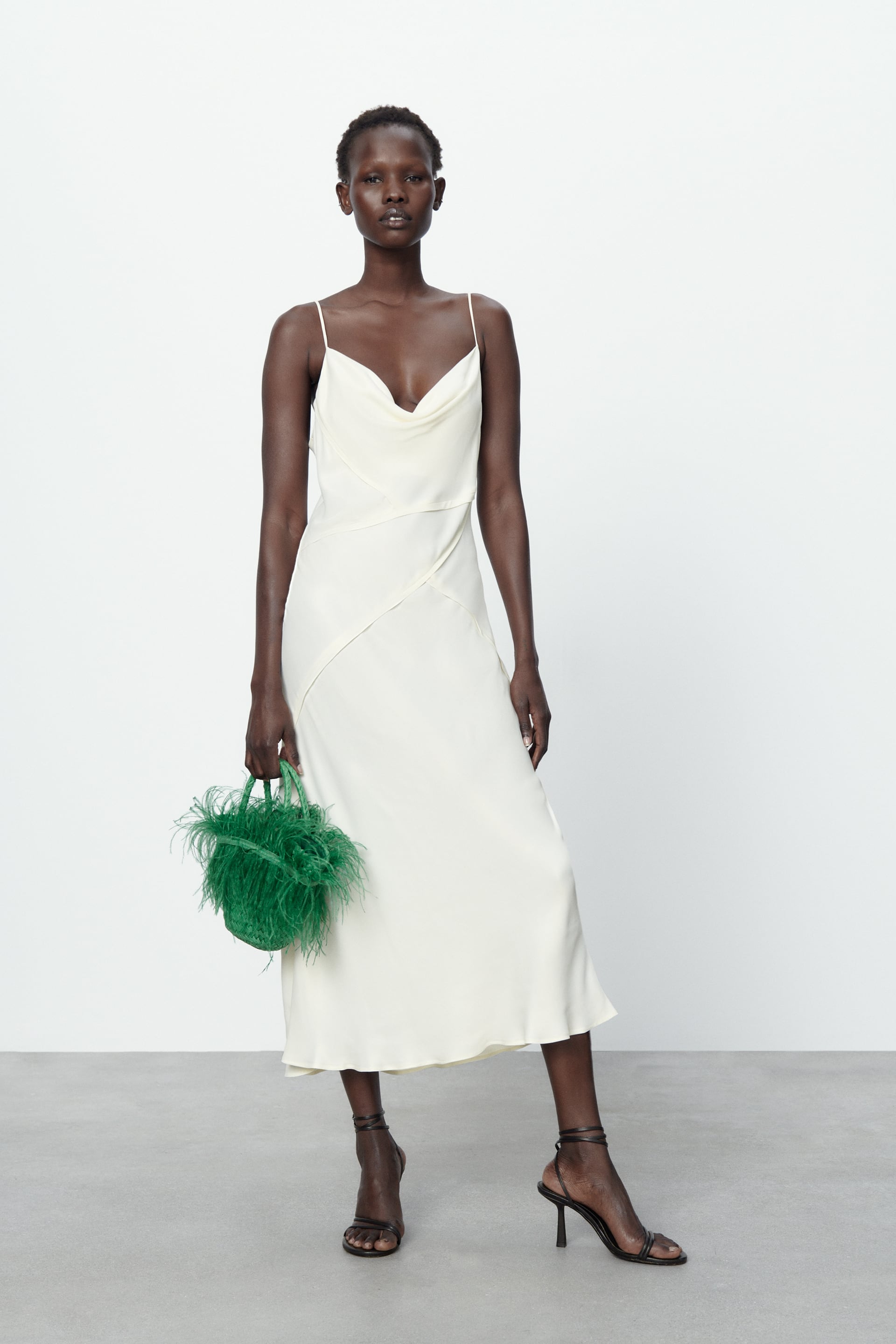 Zara + Satin Lingerie Style Dress