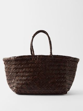 Dragon Diffusion + Triple Jump Small Woven-Leather Basket Bag