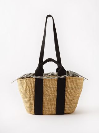 Muuñ + George Canvas-Trim Woven Basket Bag