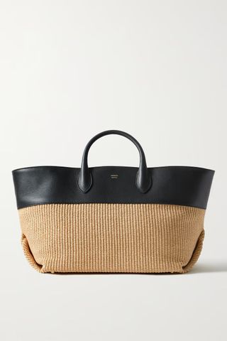 Khaite + Amelia Medium Raffia and Leather Tote