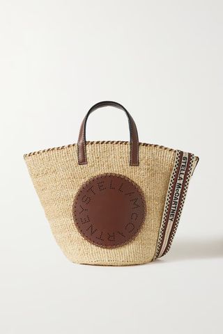 Stella Mccartney + + Net Sustain Medium Vegetarian Leather-Trimmed Raffia Tote