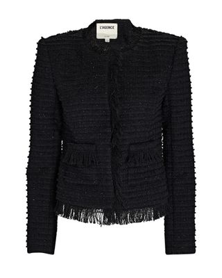 L'Agence + Angelina Fringed Tweed Jacket