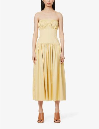 Tove + Lauryn Ruched Stretch-Organic Cotton Midi Dress