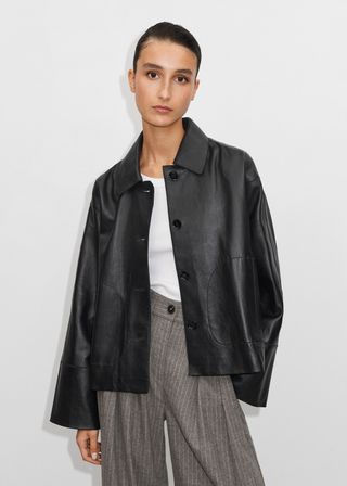 Me+Em + Leather Wear-With-Everything Swing Jacket