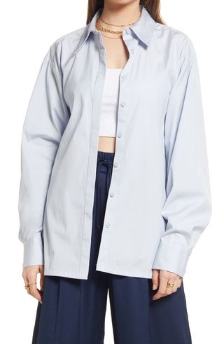 Open Edit + Relaxed Poplin Button-Up Shirt