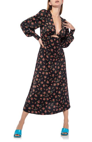 Afrm + Viola Cutout Long Sleeve Midi Dress