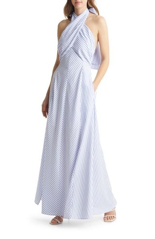 Vici Collection + Stripe Halter Maxi Dress