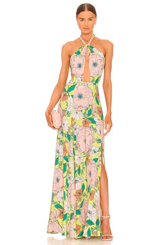 Afrm + Zandra Maxi Dress in Spring Lime