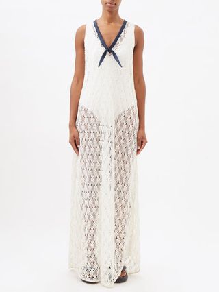 House of Aama + Vintage Crocheted-Cotton Tank Maxi Dress