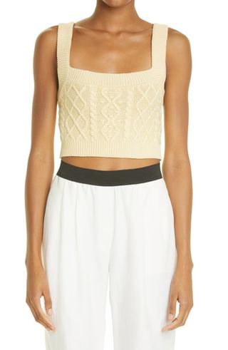 Loulou Studio + Dune Cable Knit Stretch Silk & Linen Bra Top