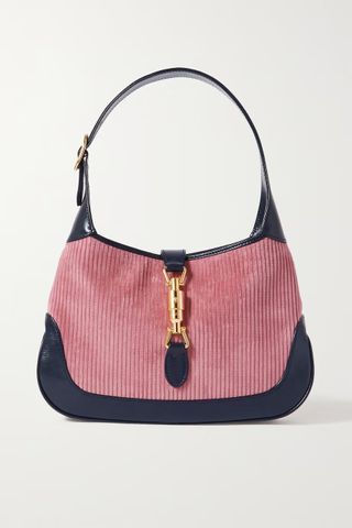 Gucci + Jackie 1961 Small Corduroy and Textured-Leather Shoulder Bag