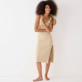 J.Crew + Ruched midi dress in vintage rib