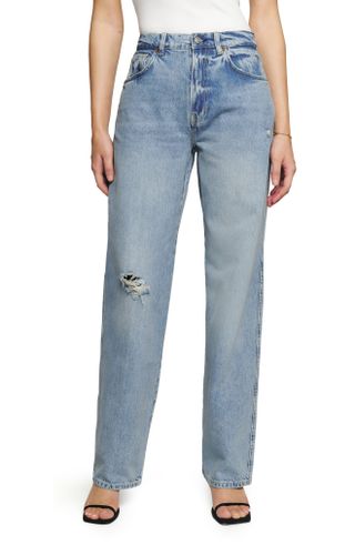 Reformation + Val Baggy Distressed Straight Leg Jeans