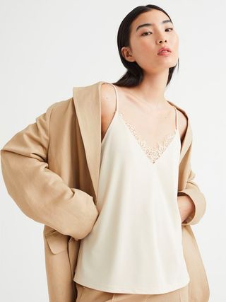 H&M + Lace-Trimmed Camisole Top