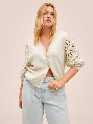 Mango + Openwork Detail Knit Cardigan