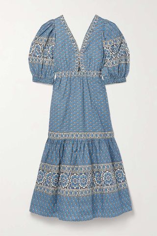 Sea New York + Fernanda Cutout Tiered Floral-Print Cotton-Poplin Midi Dress
