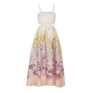 Zimmermann + Jude Floral-Print Cut-Out Linen Midi Dress