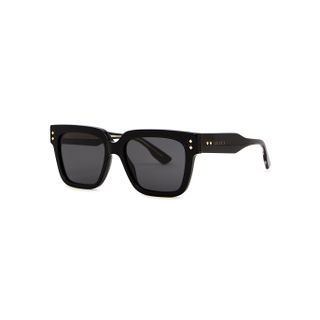 Gucci + Black Wayfarer-Style Sunglasses