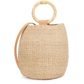 Aranaz + Medri Sand Woven Raffia Bucket Bag