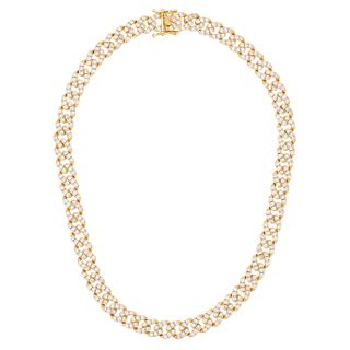 Fallon + Baguette Curb Embellished Gold-Plated Necklace