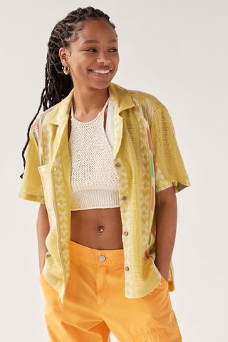 Urban Outfitters + Orlando Textured Souvenir Button-Down Top