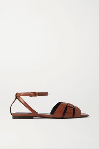 Saint Laurent + Nu Pieds Woven Leather Sandals