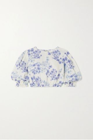Peony + Vacation Cropped Floral-Print Organic Cotton and Ecovero-Blend Top