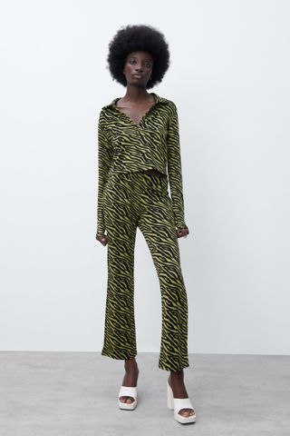 Zara + Printed Jacquard Polo Shirt