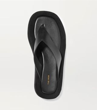 The Row + Ginza Leather and Suede Platform Flip Flops
