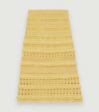 Maje + Crochet Knit Skirt With Fringing