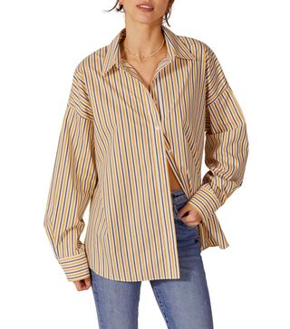Favorite Daughter + Ex-Boyfriend Stripe Oversized Button-Up Shirt