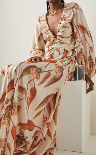 Andrea Iyamah + Neema Printed Crepe Maxi Robe Dress