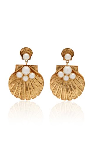 Jennifer Behr + Ariel Gold-Plated Pearl Earrings